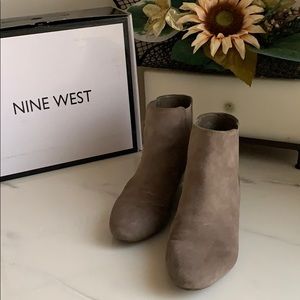 Nine West Taupe Suede Booties Wide Width 8.5